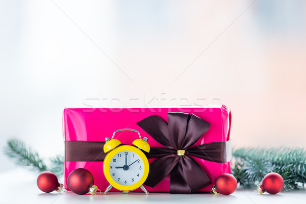 Christmas gift and baubles with clock Stock photo © Massonforstock