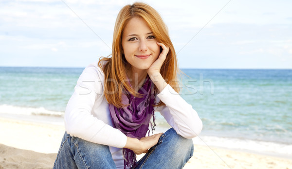 [[stock_photo]]: Jeunes · belle · fille · plage · fille · sourire · visage