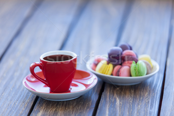Cească Cafea Macarons Vechi Masa De Lemn Primăvară