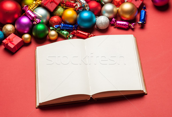 Opened Notebook And Beautiful Christmas Decorations On The Wonde