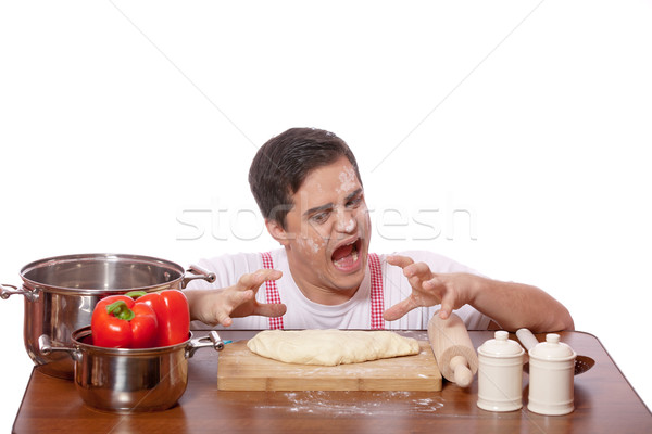Zdjęcia stock: Smutne · człowiek · gotowania · żywności · mężczyzn · kucharz