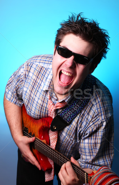 Komik erkek gitar moda güzellik eğlence Stok fotoğraf © Massonforstock