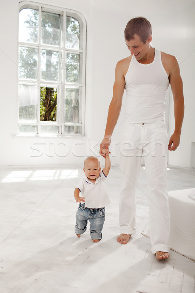 young father with his nine months old son at home Stock photo © master1305