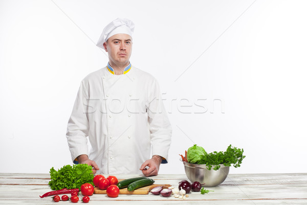 Imagine de stoc: Bucătar-şef · verde · castravete · bucătărie · alb