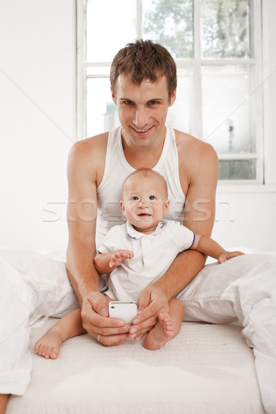 Giovani padre nove mesi vecchio figlio Foto d'archivio © master1305