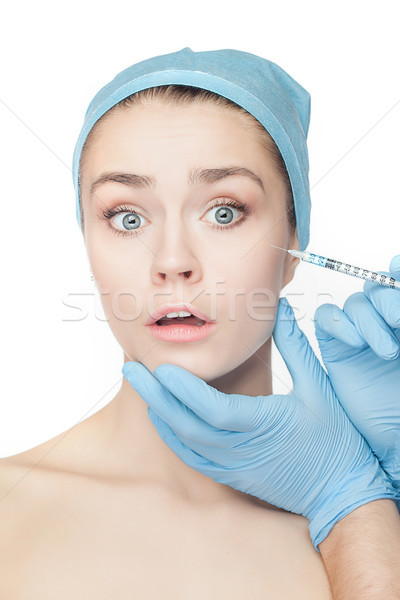 Plastische Chirurgie Spritze Gesicht anziehend überrascht Stock foto © master1305