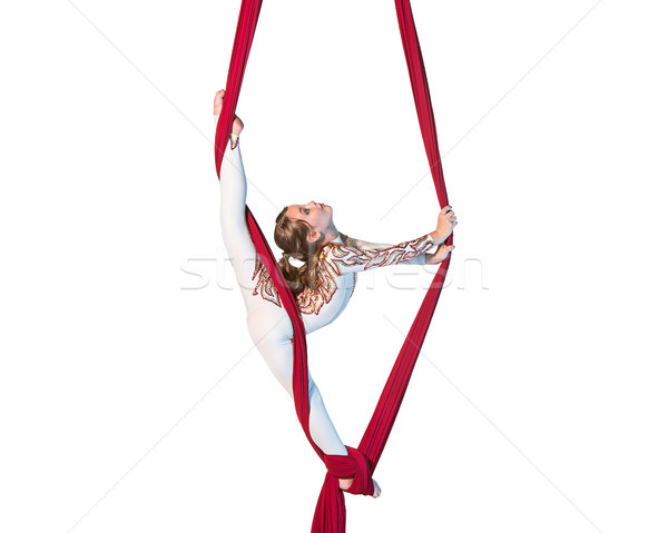 Wdzięczny gimnastyk antena wykonywania czerwony Zdjęcia stock © master1305