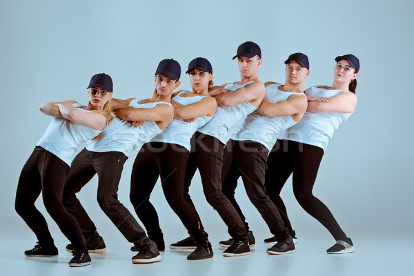 Group of men and women dancing hip hop choreography Stock photo © master1305