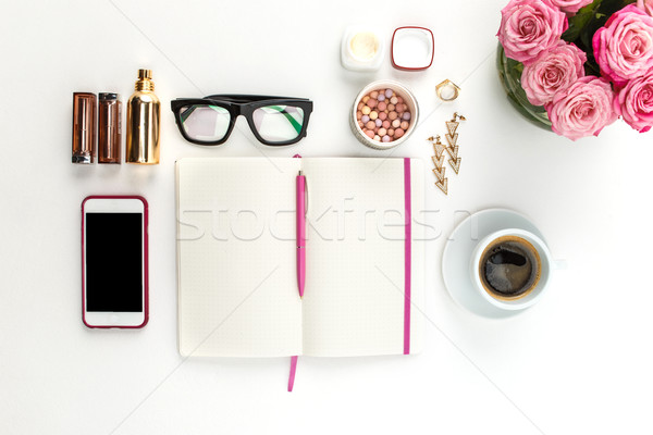 Still life of fashion woman, objects on white Stock photo © master1305