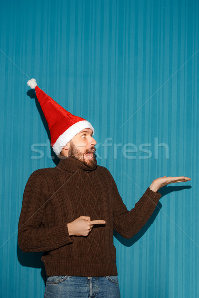 Sorprendido Navidad hombre sombrero Foto stock © master1305