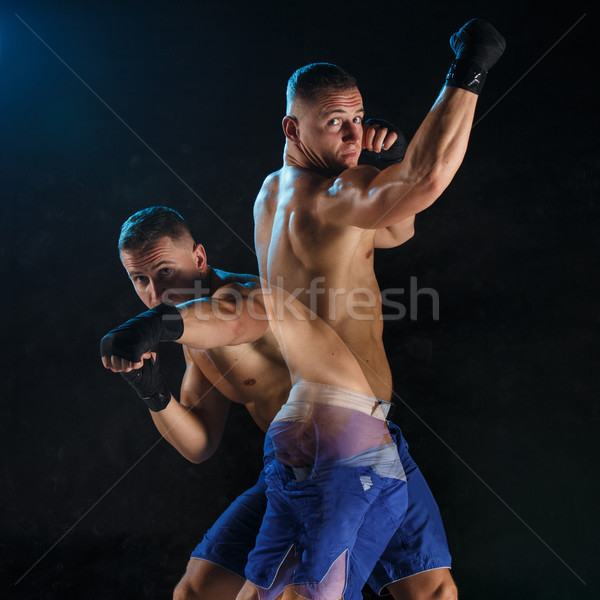 Сток-фото: мужчины · Боксер · бокса · темно · студию · спортсмена