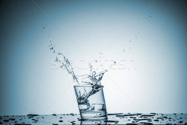 воды стекла Ice Cube падение синий Сток-фото © master1305