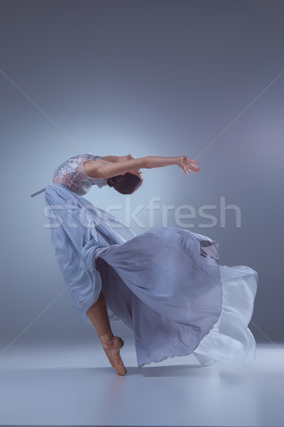 商業照片: 美麗 · 芭蕾舞演員 · 跳舞 · 藍色 · 長 · 穿著