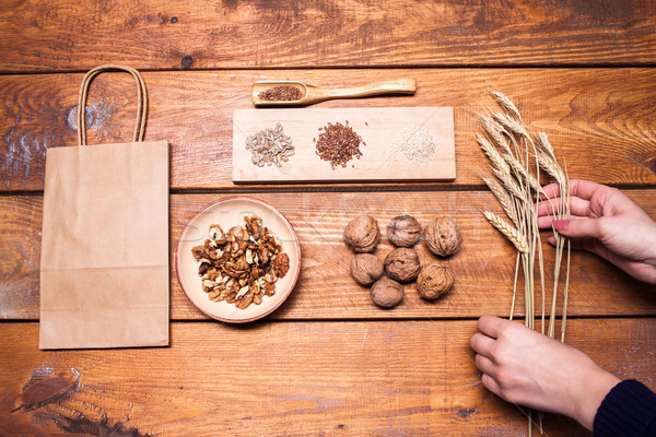 collection of healthy superfood, top view Stock photo © master1305