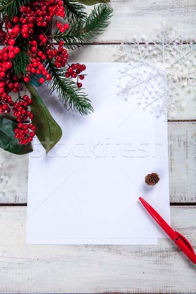 Foglio carta tavolo in legno pen Natale decorazioni Foto d'archivio © master1305