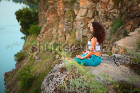 [[stock_photo]]: Jeune · femme · yoga · rivière · fille · sport