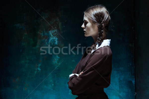 Portrait jeune fille uniforme scolaire tueur femme Photo stock © master1305