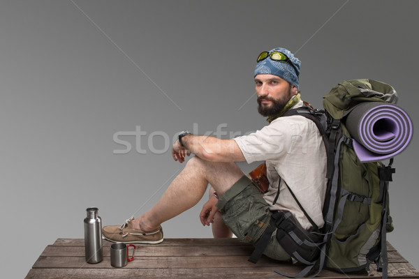 Portrait of a smiling male fully equipped tourist  Stock photo © master1305