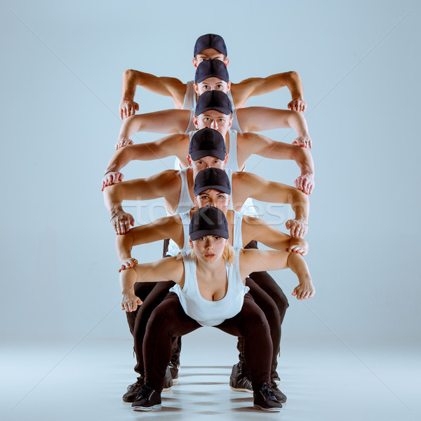 Group of men and women dancing hip hop choreography Stock photo © master1305