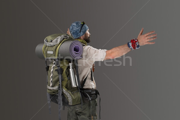 back view of a male fully equipped tourist  Stock photo © master1305