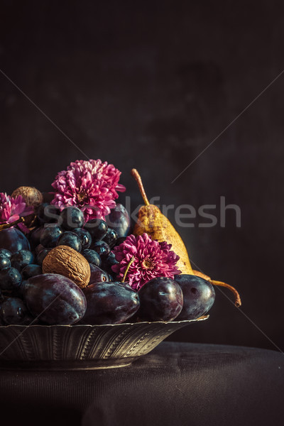 Foto stock: Uvas · oscuro · pared · frutas