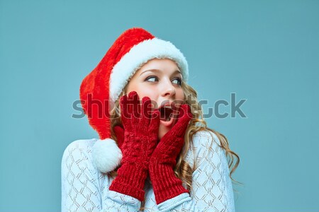 portrait of girl dressed in santa hat  Stock photo © master1305