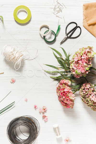 The florist desktop with working tools Stock photo © master1305