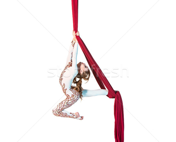 Elegante gimnasta realizar aéreo ejercicio rojo Foto stock © master1305