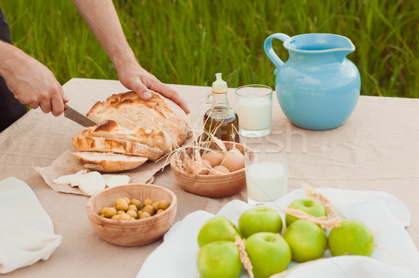 The healthy natural food in the field. Family dinner Stock photo © master1305