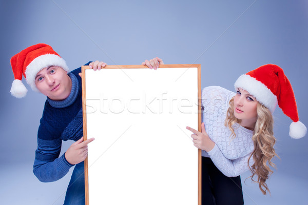 Weihnachten Paar halten leer Kopie Raum Stock foto © master1305