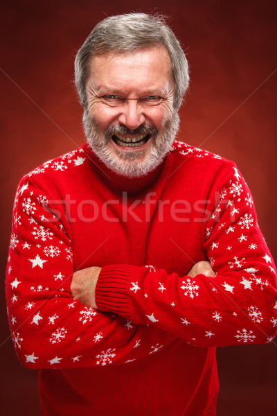 Ekspresyjny portret czerwony człowiek nieszczęśliwy Zdjęcia stock © master1305