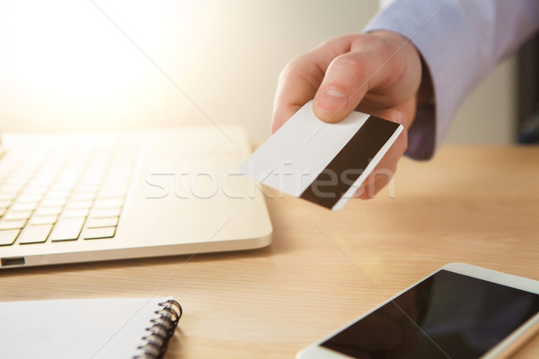 The man doing online shopping with credit card  Stock photo © master1305