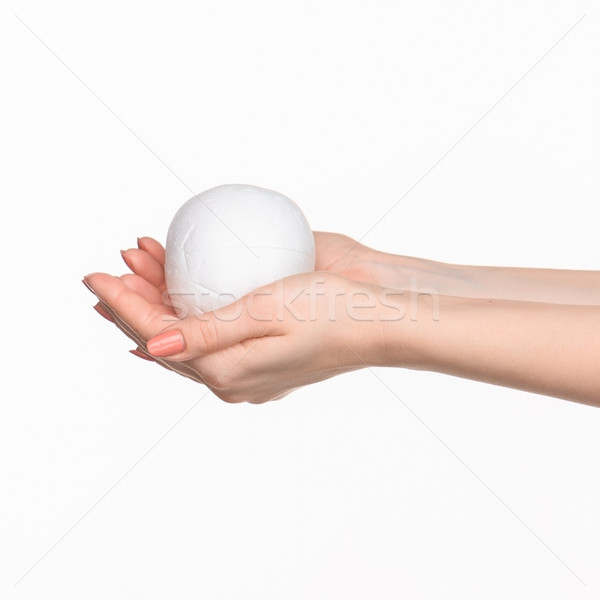 Hands holding a egg on white background Stock photo © master1305