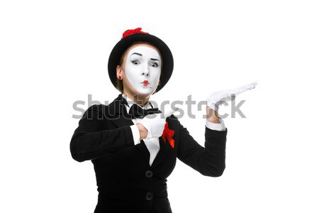 business woman in the image mime holding tablet PC Stock photo © master1305