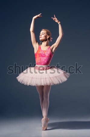 Stock foto: Porträt · Ballerina · Ballett · darstellen · grau · tragen