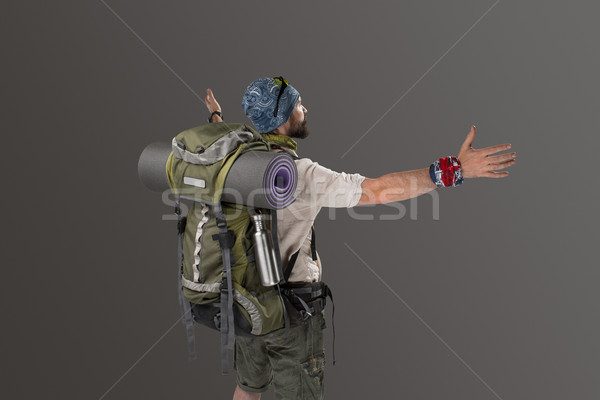 back view of a male fully equipped tourist  Stock photo © master1305