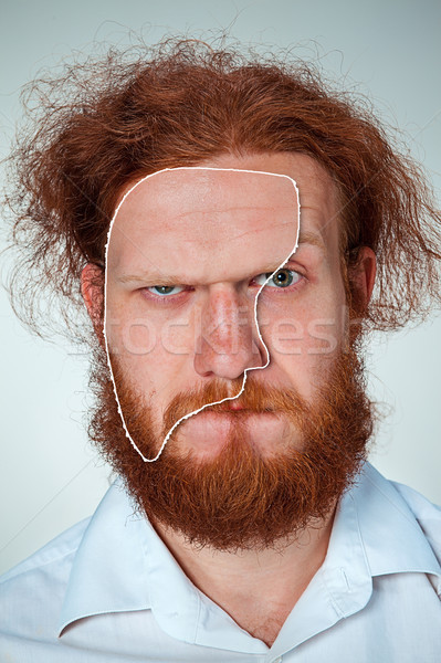 Portret młody człowiek wyraz twarzy długo Zdjęcia stock © master1305
