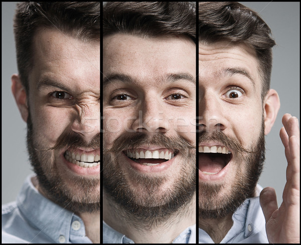 Stock photo: Set of young man's portraits with different emotions