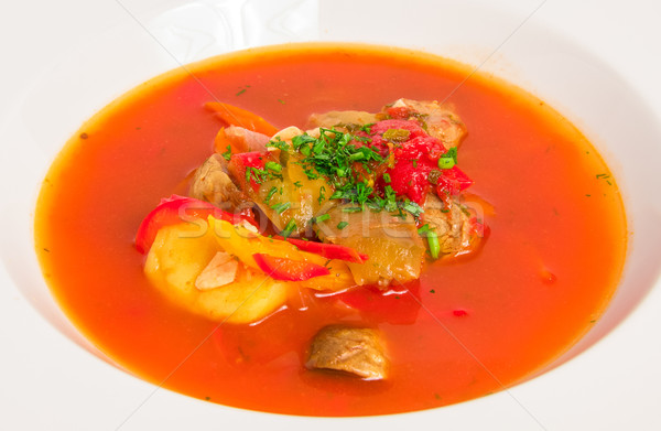Stock photo: tomato soup with meat
