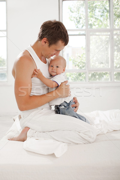 Jovem pai nove meses velho filho Foto stock © master1305