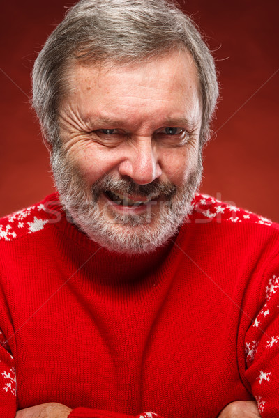 Expresivo retrato rojo hombre infeliz mayor Foto stock © master1305