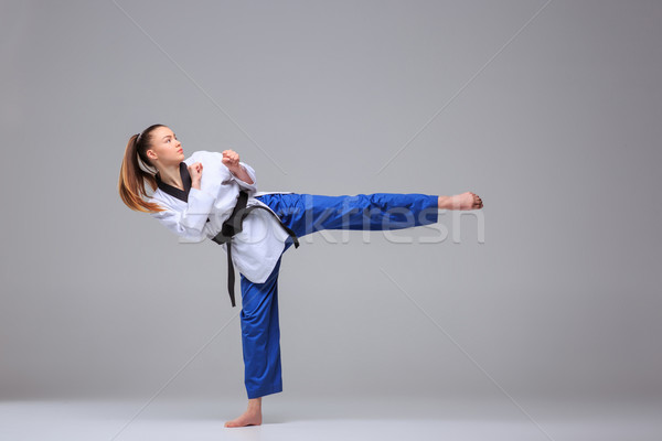 Zdjęcia stock: Karate · dziewczyna · czarny · pasa · biały · kimono