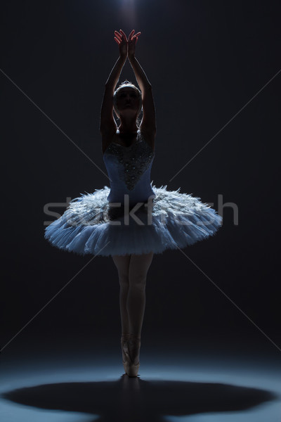 Portrait of the ballerina in ballet tatu on dack background Stock photo © master1305