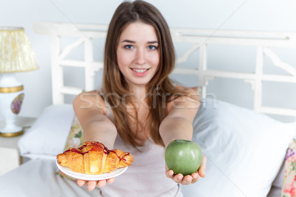 Stock photo: The morning and breakfast of young beautiful girl