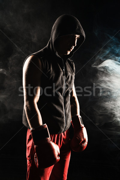 Foto stock: Joven · kickboxing · jóvenes · masculina · atleta · pie