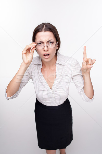 Bild schönen business woman verwirrt Gläser weiß Stock foto © master1305