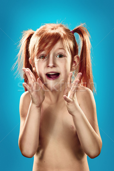 Foto stock: Hermosa · retrato · feliz · pequeño · sorprendido · nina