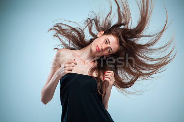 Jeunes portrait heureux passions cheveux longs gris [[stock_photo]] © master1305