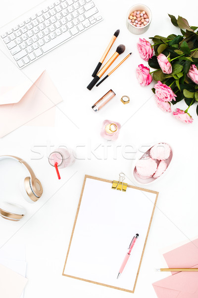 Stock photo: Still life of fashion woman, objects on white