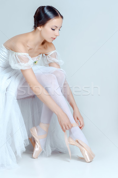 Professionelle Ballerina Ballettschuhe grau Holz Frauen Stock foto © master1305